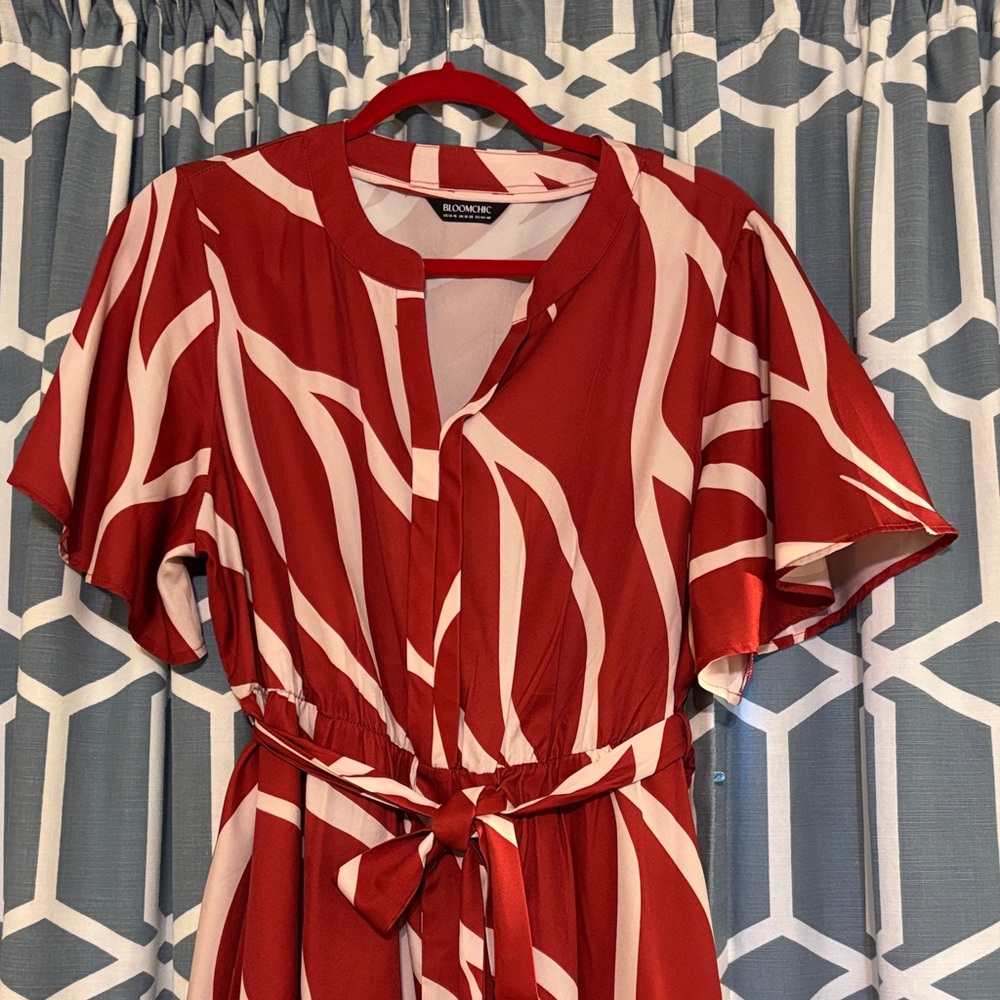 BloomChic Red and White Midi Dress - Picture 2 of 5